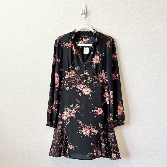 NWT Intermix Evie Silk Floral Victorian Silk Dress in Black Size 6 - Picture 2 of 9